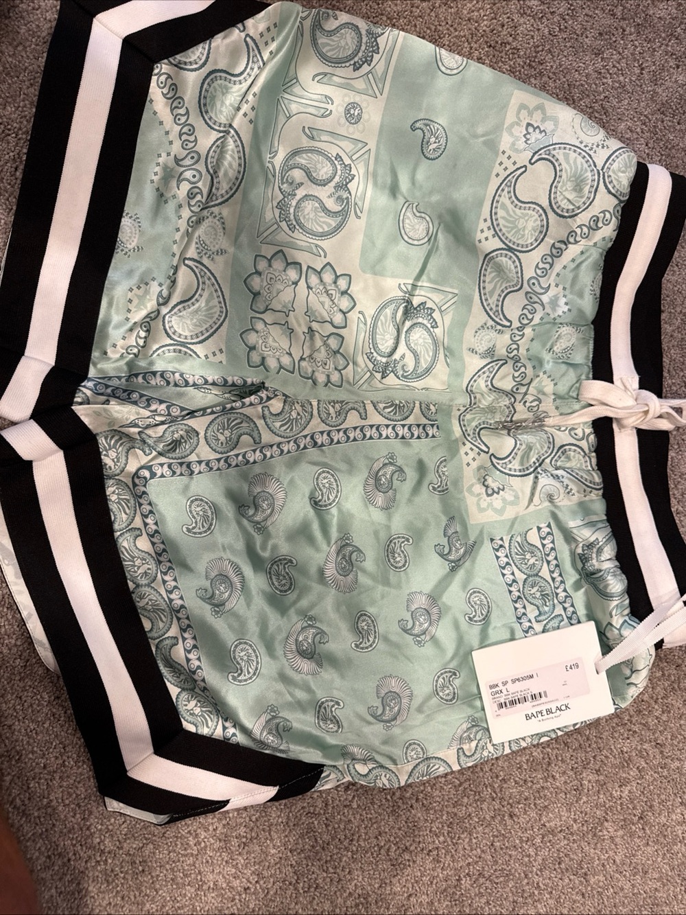Men's Athletic Shorts — Mint Paisley Trim